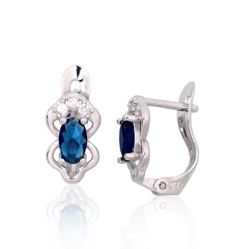Silver earrings with 'english' lock with Zirkons