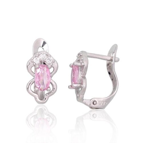 Silver earrings with 'english' lock with Zirkons