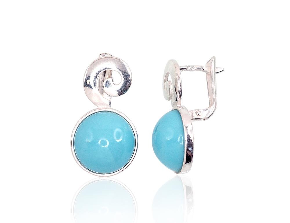 Silver earrings with 'english' lock with Plastic