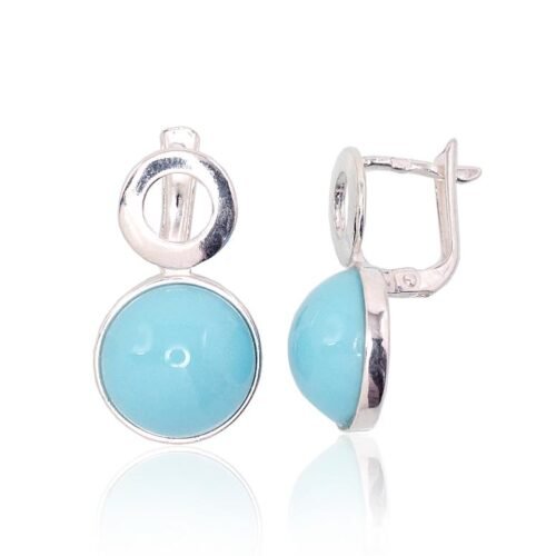 Silver earrings with 'english' lock with Plastic