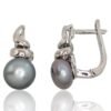 Silver earrings with 'english' lock with Fresh-water Pearl
