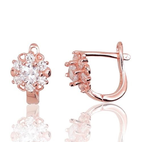 Silver earrings with 'english' lock with Zirkons