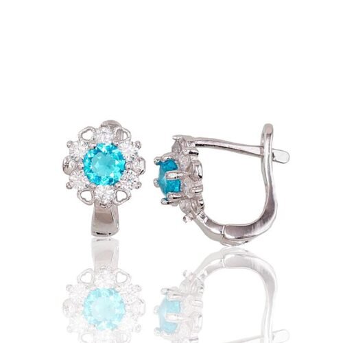 Silver earrings with 'english' lock with Zirkons