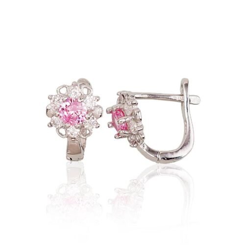 Silver earrings with 'english' lock with Zirkons