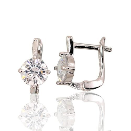 Silver earrings with 'english' lock with Zirkons