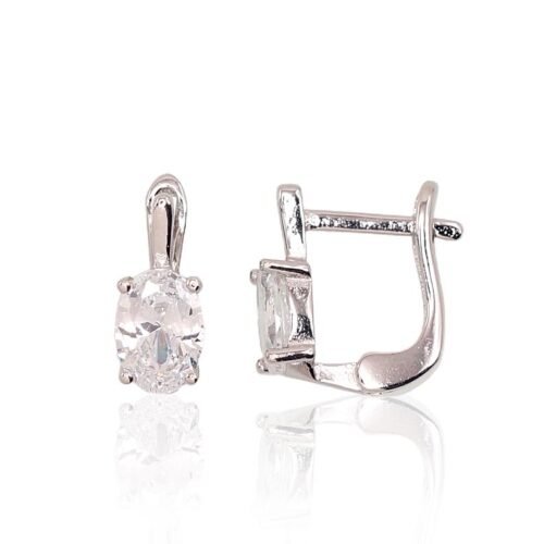 Silver earrings with 'english' lock with Zirkons