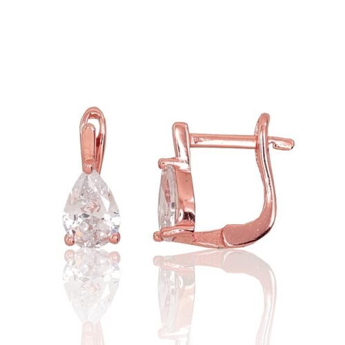 Silver earrings with 'english' lock with Zirkons