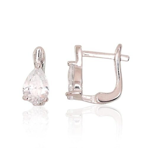 Silver earrings with 'english' lock with Zirkons