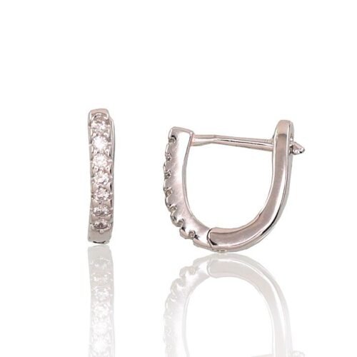Silver earrings with 'english' lock with Zirkons