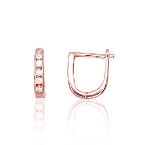 Silver earrings with 'english' lock with Zirkons