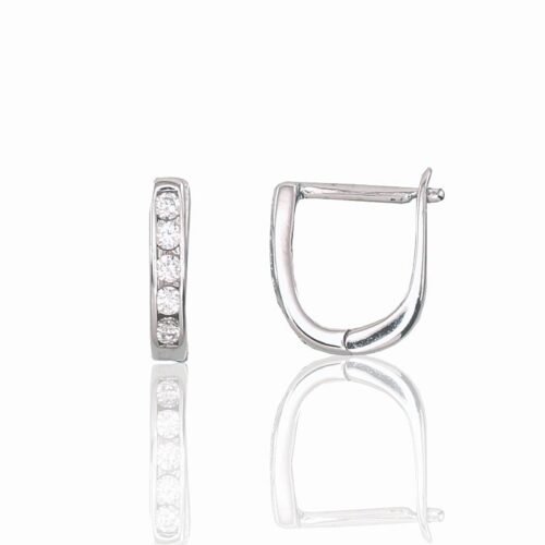 Silver earrings with 'english' lock with Zirkons