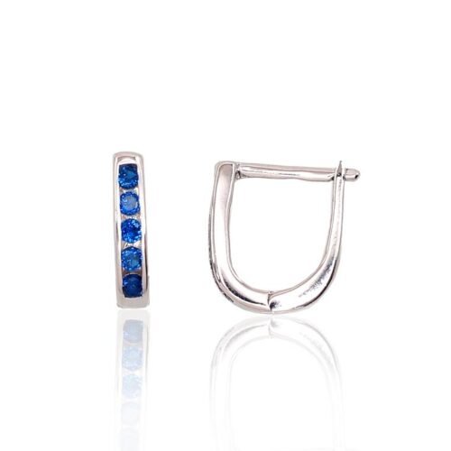 Silver earrings with 'english' lock with Zirkons