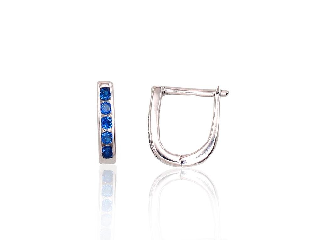 Silver earrings with 'english' lock with Zirkons