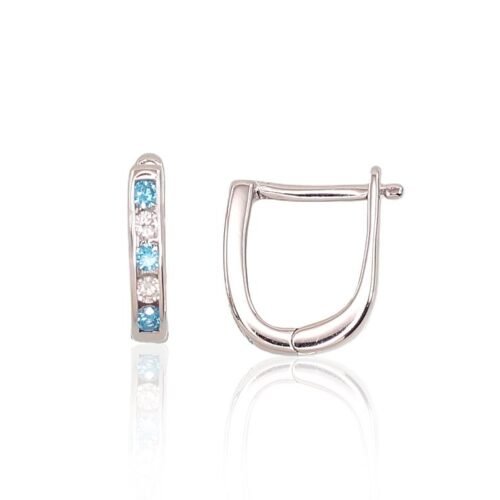 Silver earrings with 'english' lock with Zirkons