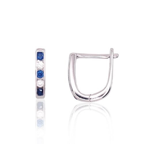 Silver earrings with 'english' lock with Zirkons