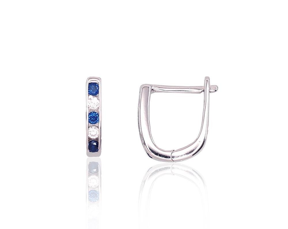 Silver earrings with 'english' lock with Zirkons