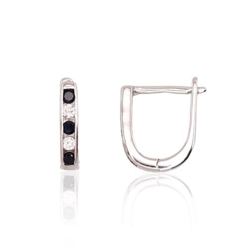 Silver earrings with 'english' lock with Zirkons