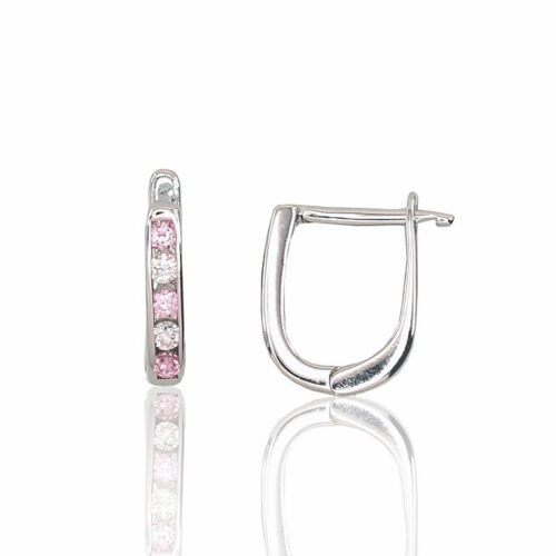 Silver earrings with 'english' lock with Zirkons