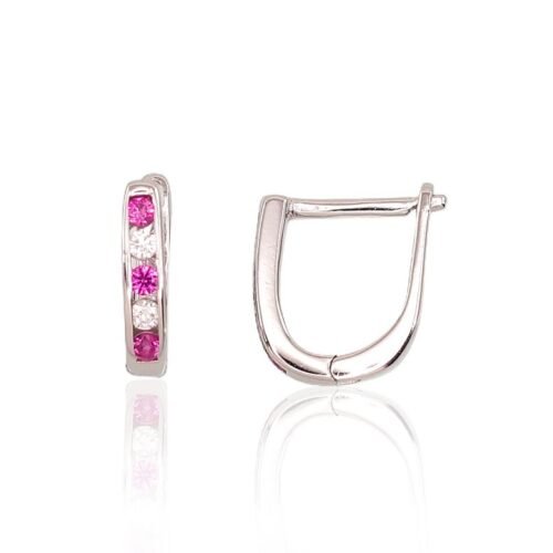 Silver earrings with 'english' lock with Zirkons