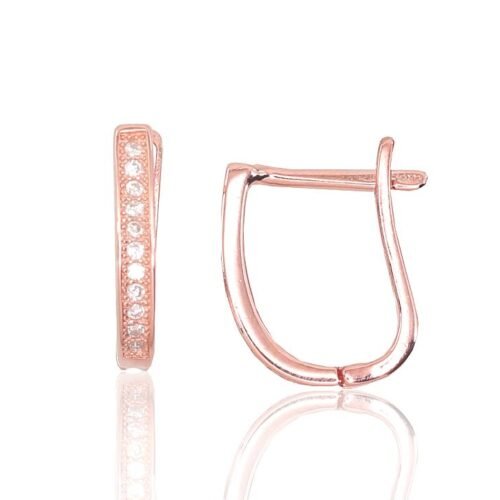 Silver earrings with 'english' lock with Zirkons