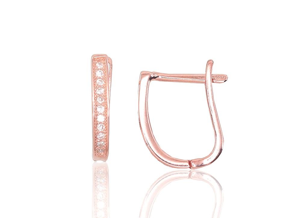 Silver earrings with 'english' lock with Zirkons