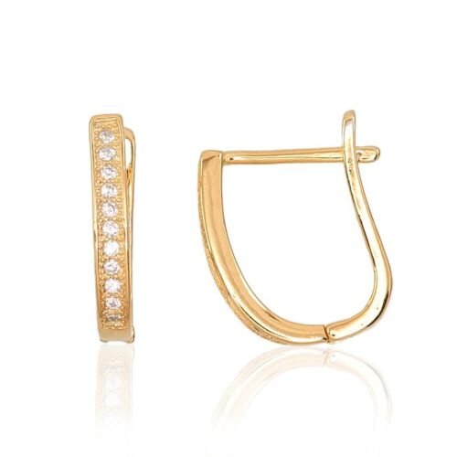 Silver earrings with 'english' lock with Zirkons