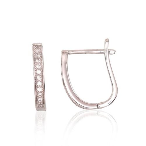 Silver earrings with 'english' lock with Zirkons