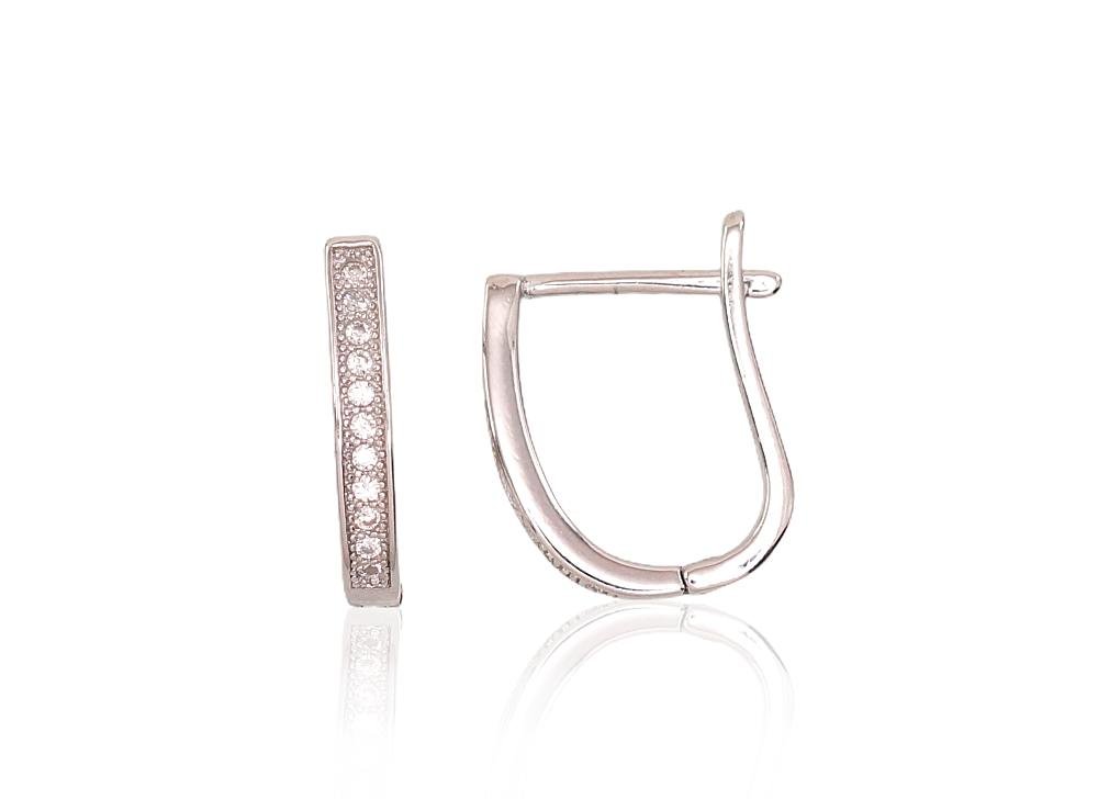 Silver earrings with 'english' lock with Zirkons