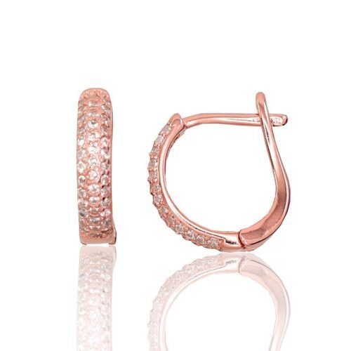 Silver earrings with 'english' lock with Zirkons