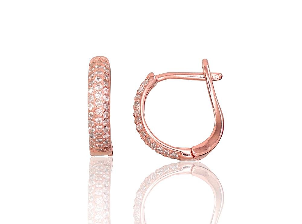 Silver earrings with 'english' lock with Zirkons