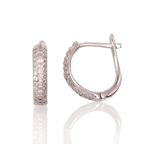 Silver earrings with 'english' lock with Zirkons