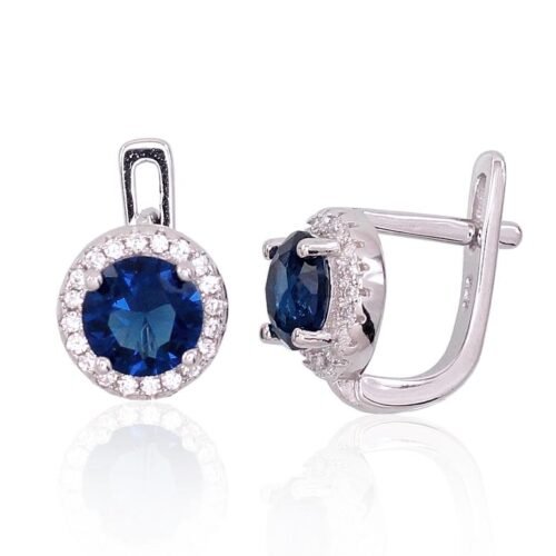 Silver earrings with 'english' lock with Zirkons