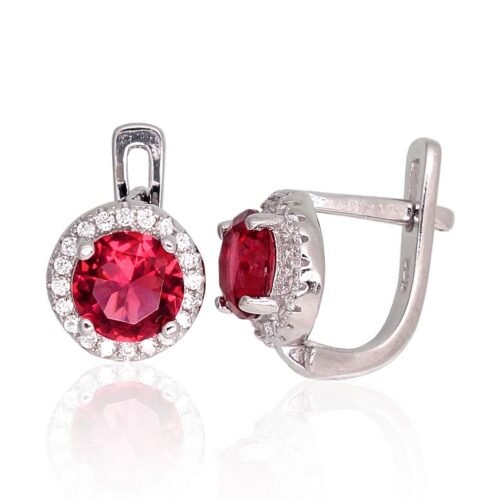 Silver earrings with 'english' lock with Zirkons