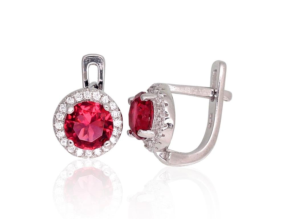 Silver earrings with 'english' lock with Zirkons