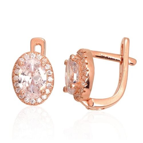 Silver earrings with 'english' lock with Zirkons