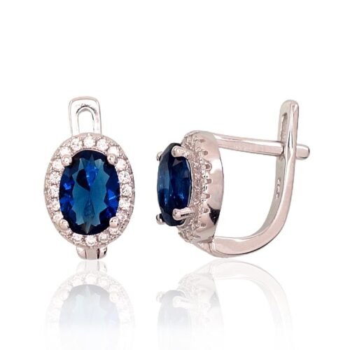 Silver earrings with 'english' lock with Zirkons
