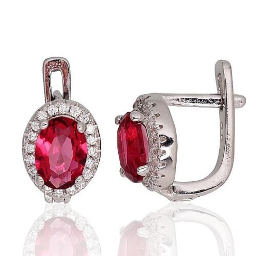 Silver earrings with 'english' lock with Zirkons