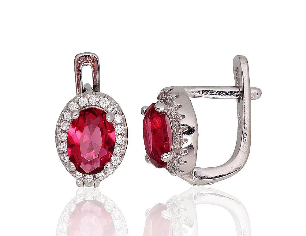 Silver earrings with 'english' lock with Zirkons