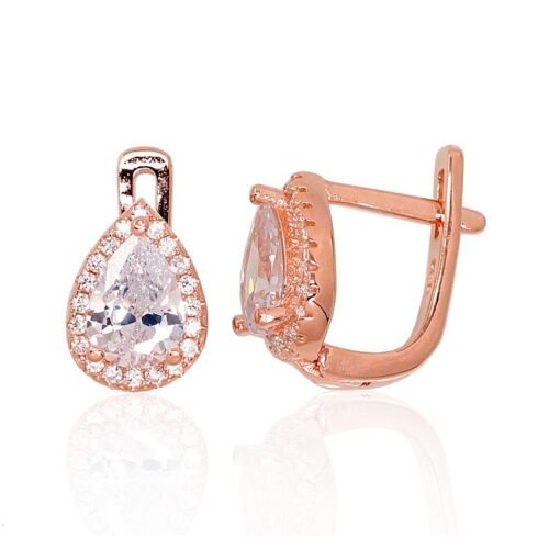 Silver earrings with 'english' lock with Zirkons