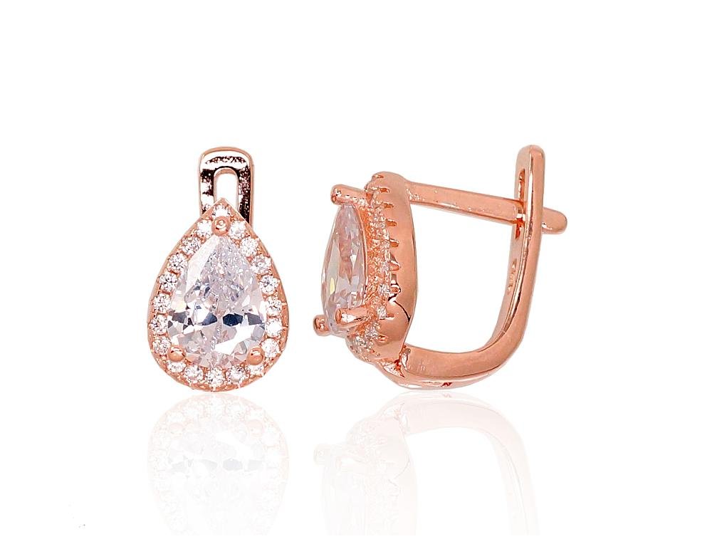 Silver earrings with 'english' lock with Zirkons