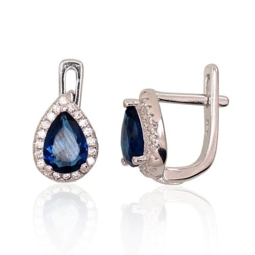 Silver earrings with 'english' lock with Zirkons