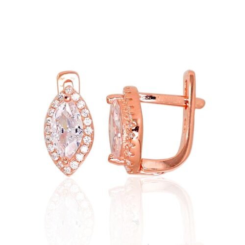 Silver earrings with 'english' lock with Zirkons