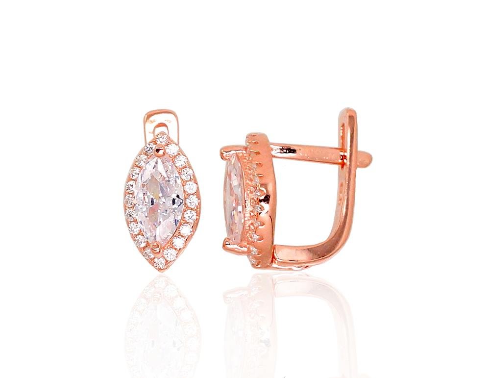 Silver earrings with 'english' lock with Zirkons