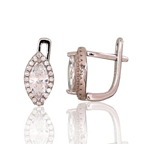 Silver earrings with 'english' lock with Zirkons