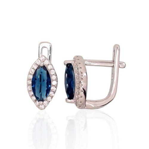 Silver earrings with 'english' lock with Zirkons