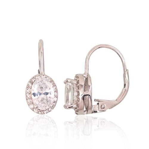 Silver earrings with 'english' lock with Zirkons