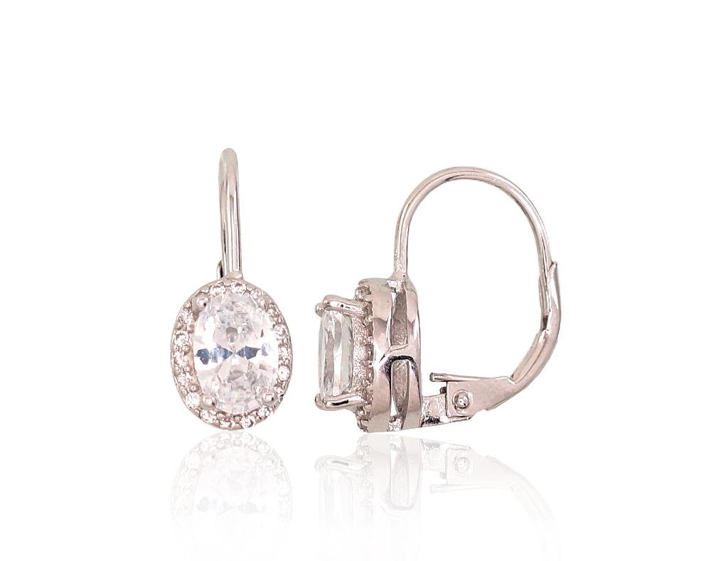 Silver earrings with 'english' lock with Zirkons