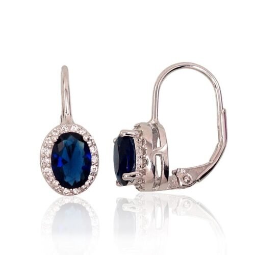 Silver earrings with 'english' lock with Zirkons