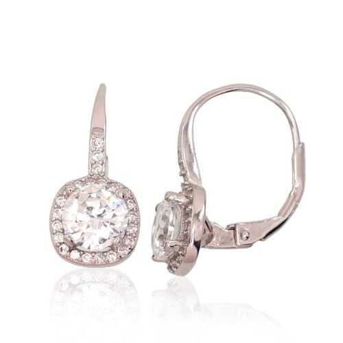 Silver earrings with 'english' lock with Zirkons