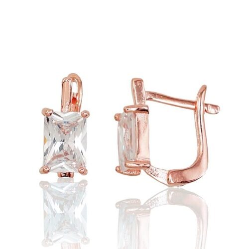 Silver earrings with 'english' lock with Zirkons